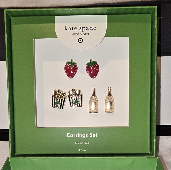 kate spade Jewelry - Kate Spade X Target Red and Gold Earrings Trio Colab
